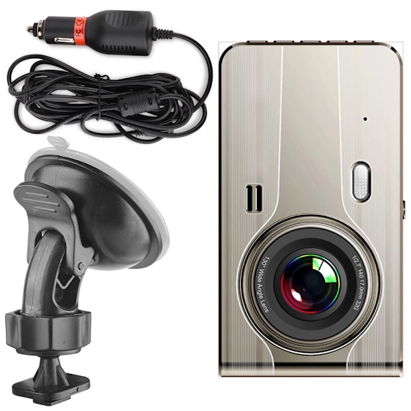 FULL HD BIL VIDEO OPTAGER G-SENSOR LCD MED BAKKAMERA BEIGE