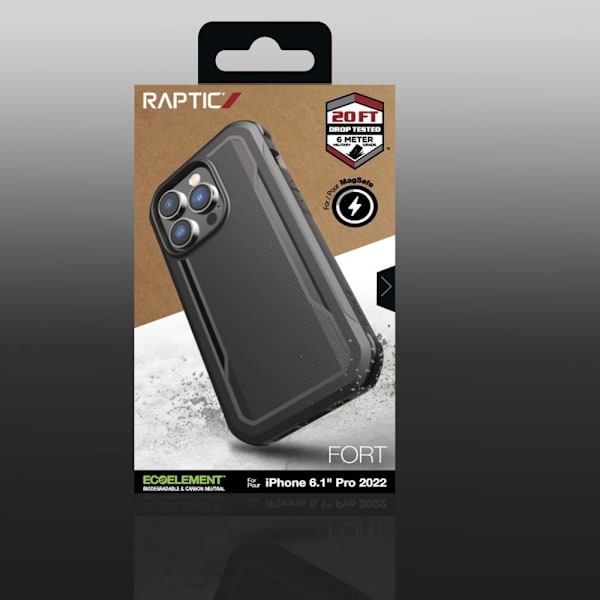 Raptic X-Doria Fort-deksel til iPhone 14 Pro med MagSafe pansret beskyttelsesdeksel, svart
