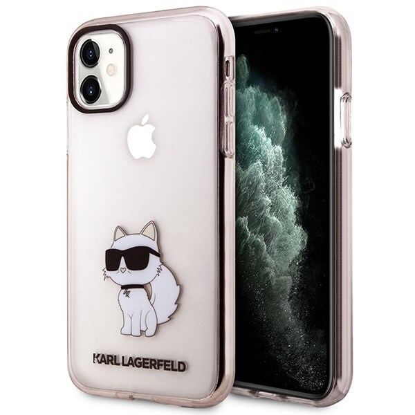 Karl Lagerfeld KLHCN61HNCHTCP-deksel til iPhone 11 / Xr - Rosa Ikonik Choupette