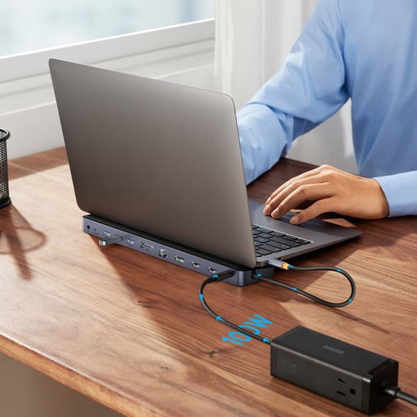 BASEUS UNIVERSAL USB HUB 12I1 + USBC KABEL 25CM NOTEBOOK STATIV GRÅ