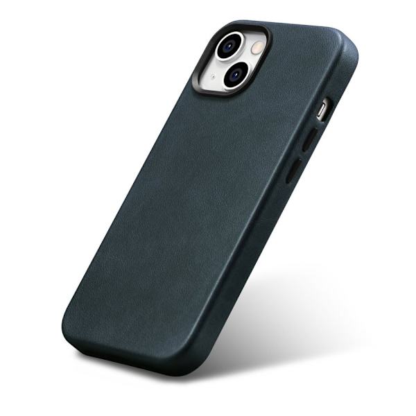 iCarer Oil Wax Premium Lærveske iPhone 14 Plus Magnetisk Lærveske MagSafe Dark Blue (WMI14220703-BU)