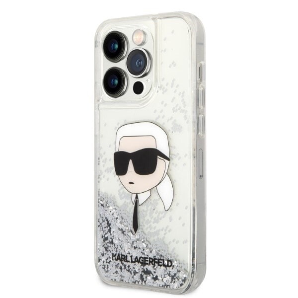 Karl Lagerfeld KLHCP14LLNKHCH iPhone 14 Pro 6.1 sølv/sølv hardt deksel Glitter Karl Head