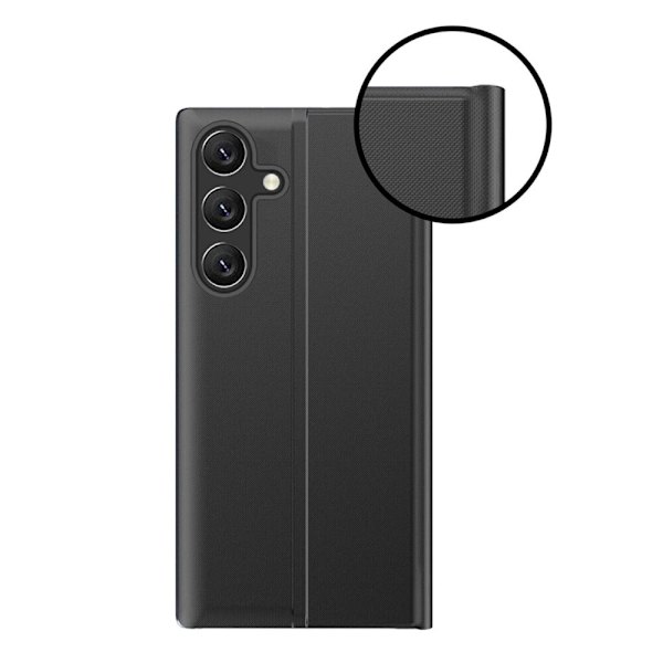 Nytt Sleep View-deksel med klaff og stativ til Samsung Galaxy A35 - svart