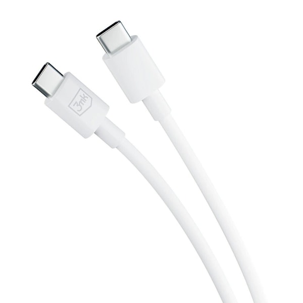 3mk Hyperkabel USB-C / USB-C 100W 1,2m - hvit