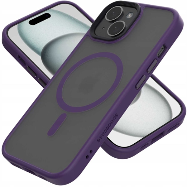 Spacecase Hybrid Fodral För Iphone 15 Plus Lila För Magsafe