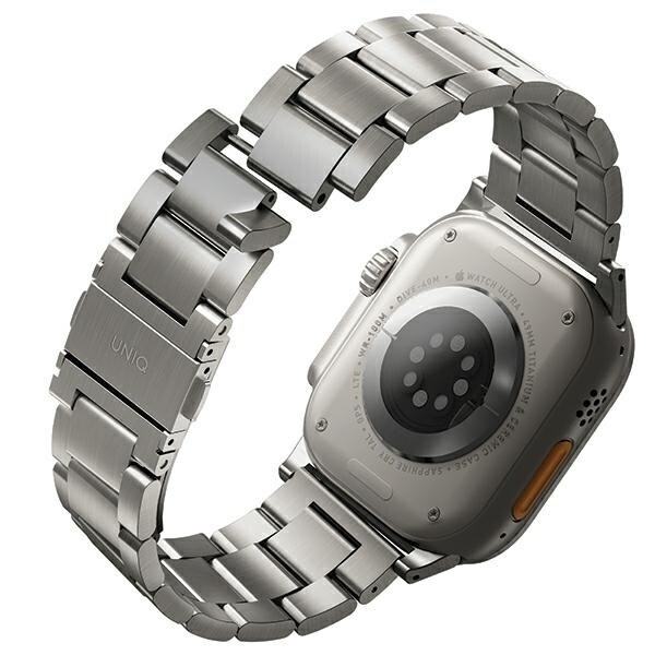 Uniq Kjøp remveske for Apple Watch 42/44/45/ 49 mm Series 1/2/3/4/5/6/7/8/SE/SE2/Ultra rustfritt stål Sølv/Titanium Sølv