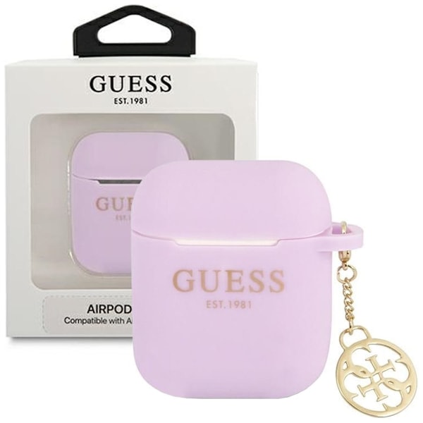 Guess GUA2LSC4EU-deksel for AirPods 1/2 - Lilla silikon sjarm 4G-samling