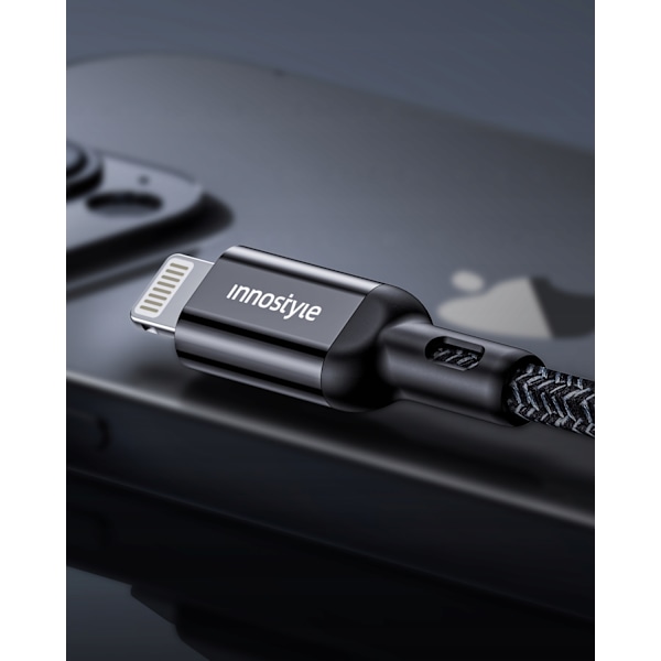INNOSTYLE POWERFLEX USB-C LIGHTNING MFI SNABBLADDNINGSKABEL FÖR IPHONE KEVLAR 2M BLÅ