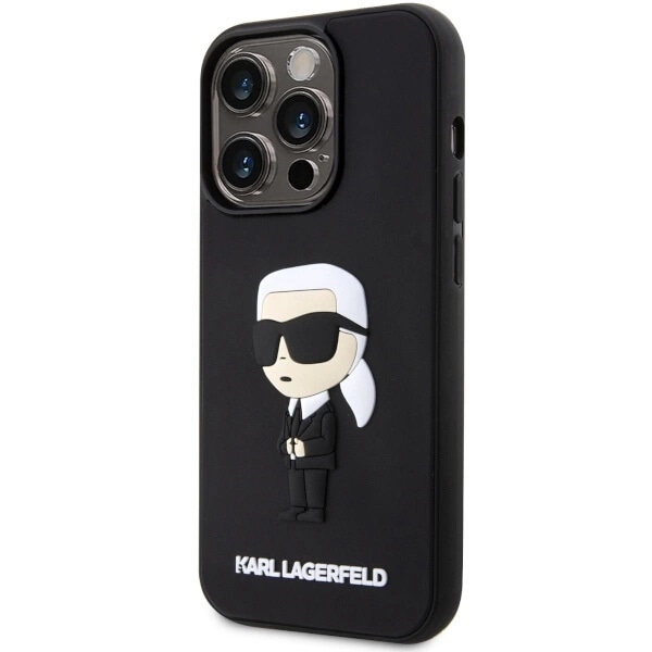 KARL LAGERFELD RUBBER IKONIK 3D ETUI TIL IPHONE 14 PRO - SORT