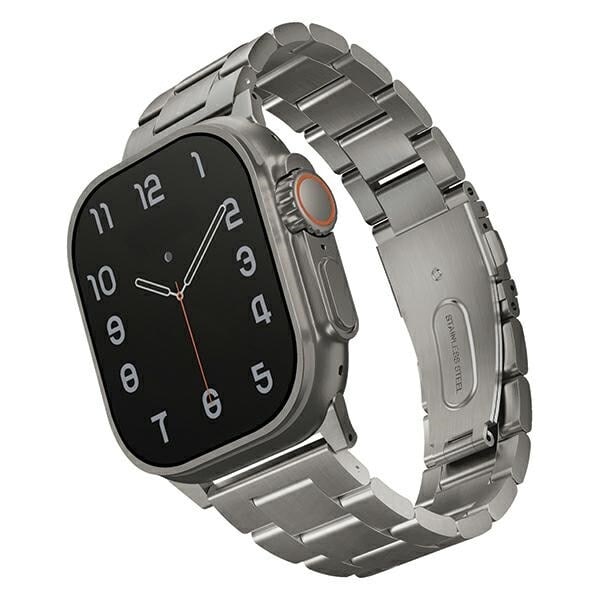 Uniq Kjøp remveske for Apple Watch 42/44/45/ 49 mm Series 1/2/3/4/5/6/7/8/SE/SE2/Ultra rustfritt stål Sølv/Titanium Sølv
