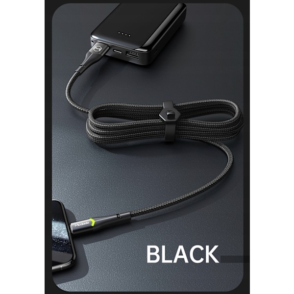 MCDODO USB LIGHTNING SNABBLADDNINGSKABEL 36W FÖR IPHONE 13 14 1M LED SVART