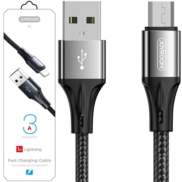 Joyroom USB - mikro USB-kabel 3 A 1 m svart (S-1030N1)