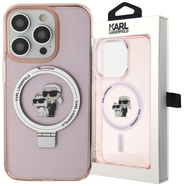 Karl Lagerfeld Ring Stand Karl&Choupette MagSafe deksel til iPhone 15 Plus - rosa