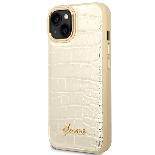 Guess GUHCP14MHGCRHD iPhone 14 Plus 6.7 gull/gull hardt deksel Croco Collection