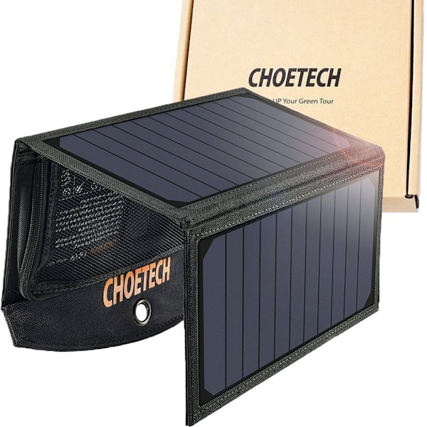 CHOETECH FOLDELBAR SOLFOTOVOLTAISK OPLADER 19W 2XUSB 2.4A SORT