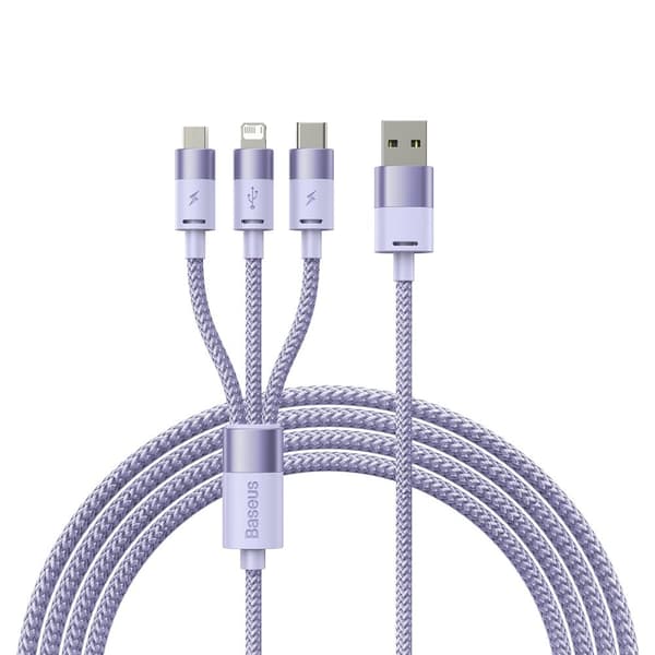 Baseus StarSpeed​​3-i-1-kabel USB-A - Micro-USB / Lightning / USB-C 3.5A 1.2m lilla