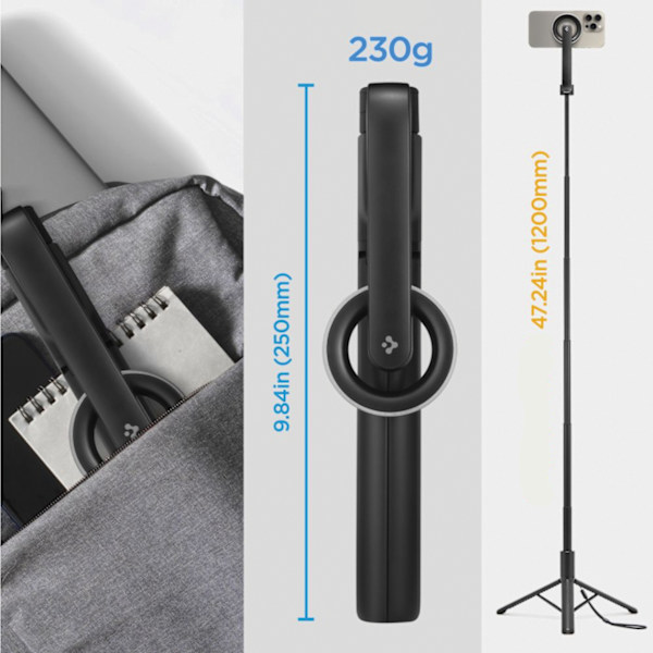 SPIGEN S580W MAGSAFE BLUETOOTH SELFIE STICK LANGT STIV SORT