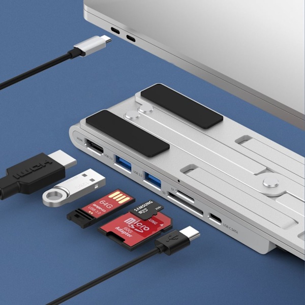 Choetech-stativ multifunksjonell bærbar stasjon PD/USB-C HDMI(4K/30Hz)/2xUSB-A/1xUSB-C/1xSD/1xTF svart (HUB-M43)