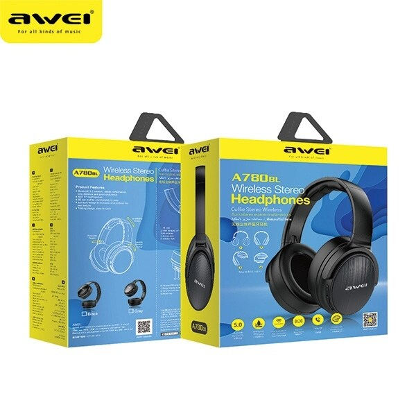 AWEI A780BL Bluetooth on-ear hörlurar svart/svart