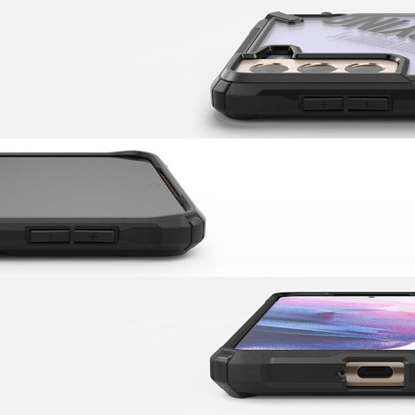 Ringke Fusion X Design pansret deksel med ramme Samsung Galaxy S21+ 5G (S21 Plus 5G) Svart (Rutine) (XDSG0054)