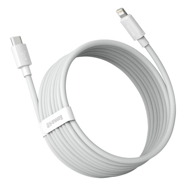Baseus Simple Wisdom Lightning / USB-C kabel 20W 1,5 m 2 stk - hvit