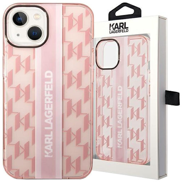 KARL LAGERFELD MONO VERTICAL STRIPE COVER TIL IPHONE 14 PLUS - PINK