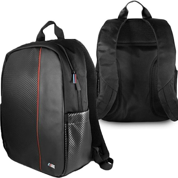 BMW CARBON RED STRIPE RYGSÆK TIL EN 16" BÆRBAR COMPUTER - SORT