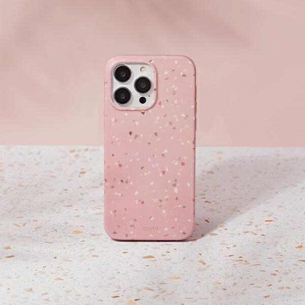 UNIQ Coehl Terrazzo fodral iPhone 14 Pro Max 6,7" rosa/korallrosa