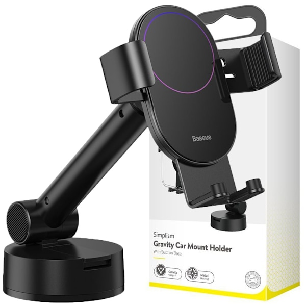 BASEUS TELESKOPISK GRAVITY BIL VINDUEMONTERING COCKPIT SORT Sort