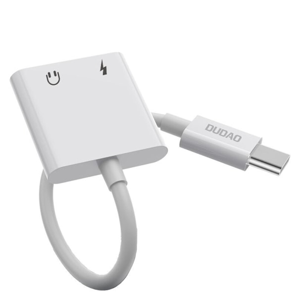 Dudao adapter hodetelefonsplitter USB Type C - USB Type C / 3,5 mm minikontakt hvit (L13T hvit)
