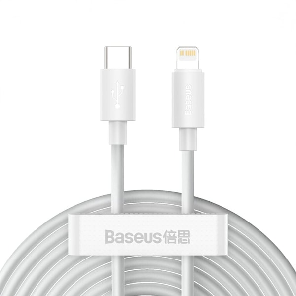 Baseus Simple Wisdom Lightning / USB-C kabel 20W 1,5 m 2 stk - hvit