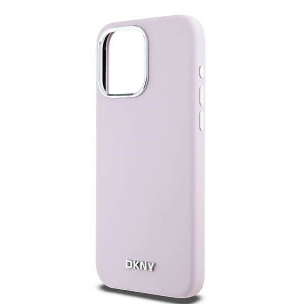 DKNY flytende silikon liten metalllogo MagSafe beskyttelsesveske til iPhone 14 Pro Max - Rosa