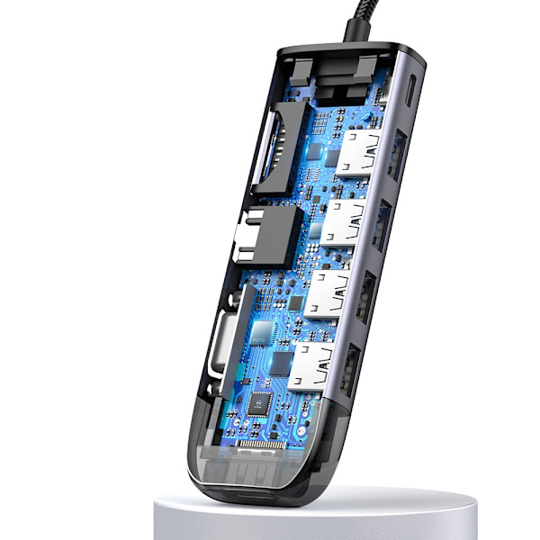 MCDODO ADAPTER HUB USB-C HDMI USB SD GIGABIT RJ45 TILL MACBOOK M