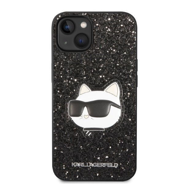 KARL LAGERFELD GLITTER CHOUPETTE PATCH COVER TIL IPHONE 14 PLUS - SORT