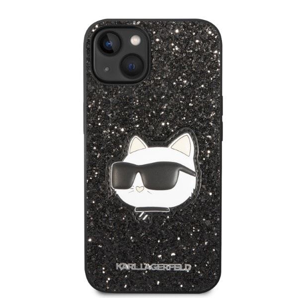 Karl Lagerfeld KLHCP14MG2CPK iPhone 14 Plus 6.7 svart/svart hardt deksel Glitter Choupette Patch
