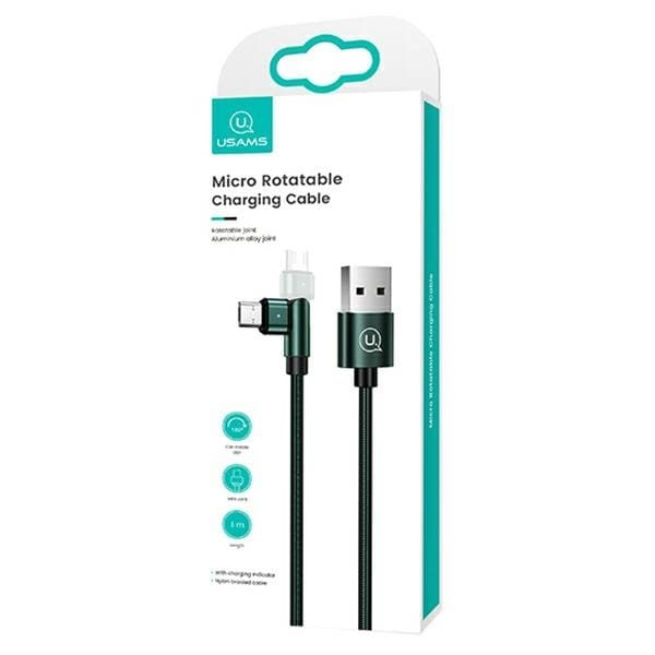 USAMS U60 2A svängbar flätad kabel microUSB grön/grön 1m SJ478USB02 (US-SJ478)