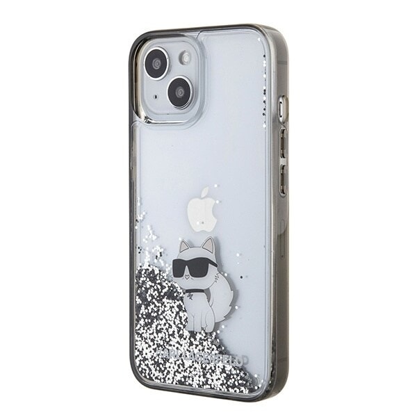 Karl Lagerfeld KLHCP15SLKCNSK iPhone 15 6.1 gjennomsiktig hardt deksel Liquid Glitter Choupette