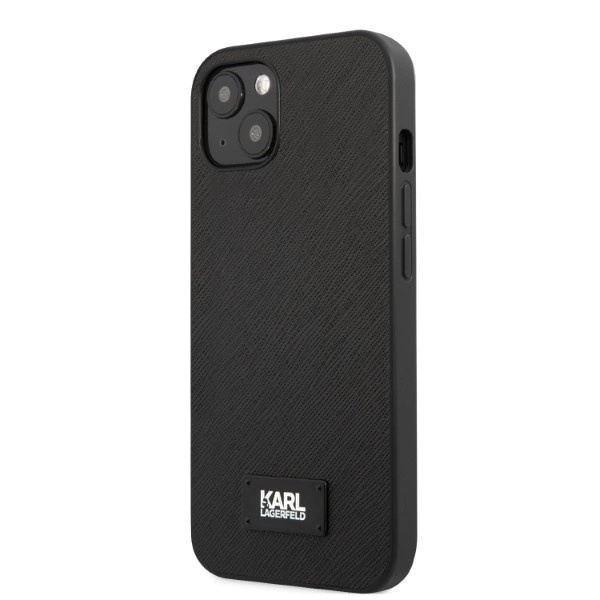 KARL LAGERFELD SAFFIANO PLAQUE COVER TIL IPHONE 13 MINI - SORT