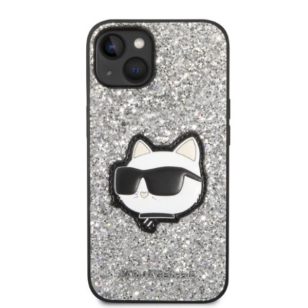 KARL LAGERFELD GLITTER CHOUPETTE PATCH COVER TIL IPHONE 14 PLUS - SØLV