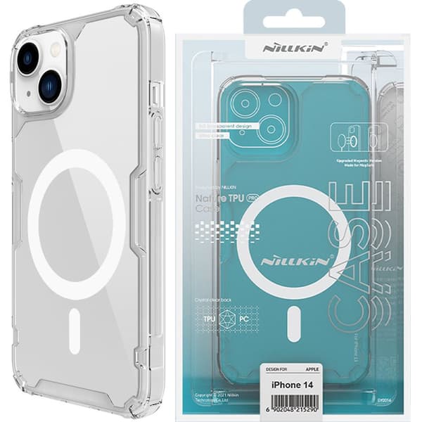 NILLKIN CASE MED MAGSAFE TIL IPHONE 14+ TRANSPARENT