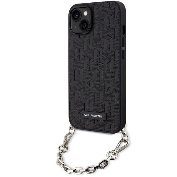 Karl Lagerfeld Saffiano Monogram Chain KLHCP14SSACKLHPK Deksel til iPhone 14 - Svart