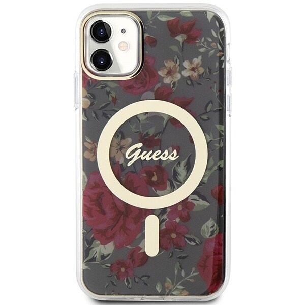 Guess GUHMN61HCFWSA-deksel til iPhone 11 / Xr grønn/khaki hardt deksel Flower MagSafe