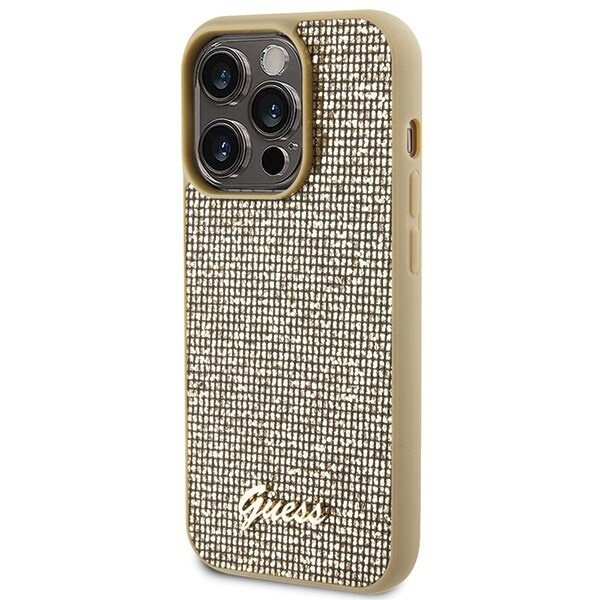 Guess Disco Metal Script-deksel til iPhone 15 Pro - gull