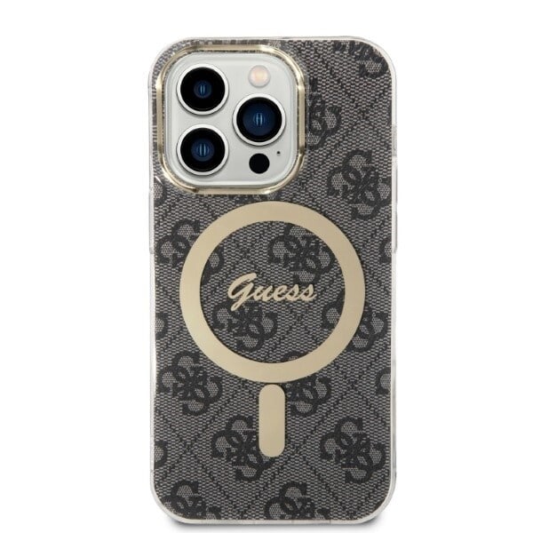 Guess Set MagSafe lader + etui iPhone 14 Pro 6.1 Black 4G Print (GUBPP14LH4EACSK)