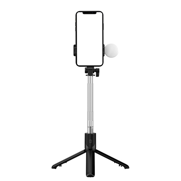 SELFIE STICK WR1YXS TELESKOPSTATIV 0,71M MED RUND LAMPE - SORT
