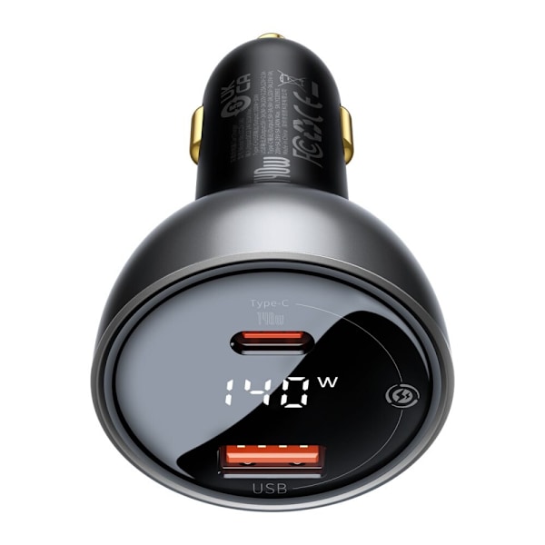 Baseus Digital Display hurtiglader USB-A / USB-C PD3.1 140W svart + USB-C-kabel Baseus Superior Series 5A 240W 1m svart (CGZX070001)