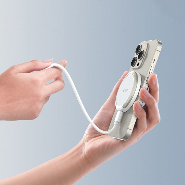 TECH-PROTECT QI15W-A33 MAGNETISK MAGSAFE TRÅDLØS LADER HVITT