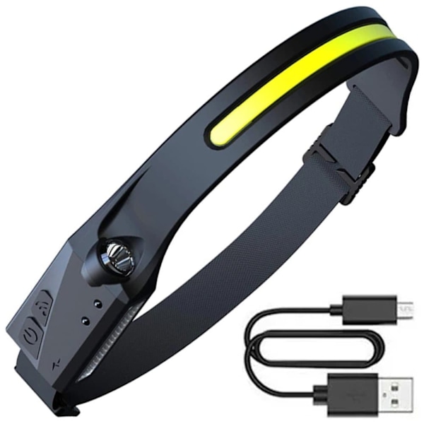 LED hodelykt med IPX4 bevegelsessensor USB-C 1200 mAh - svart