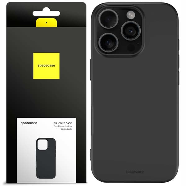 Spacecase Silikonfodral Till Iphone 16 Pro Svart Skydd