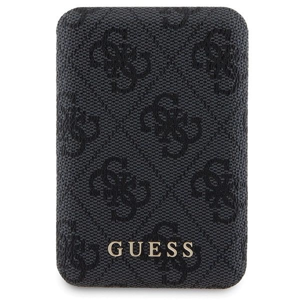 Guess 4G metalllogo-sett for iPhone 15 Pro Max + 5000mAh MagSafe Powerbank - svart